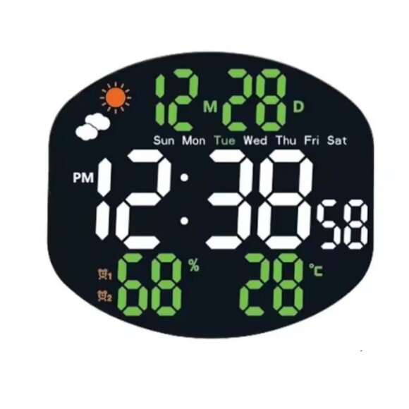 Large Digital Wall Clock Weather Station Forecast TEMP Humidity Date Week Night - Picture 6 of 9